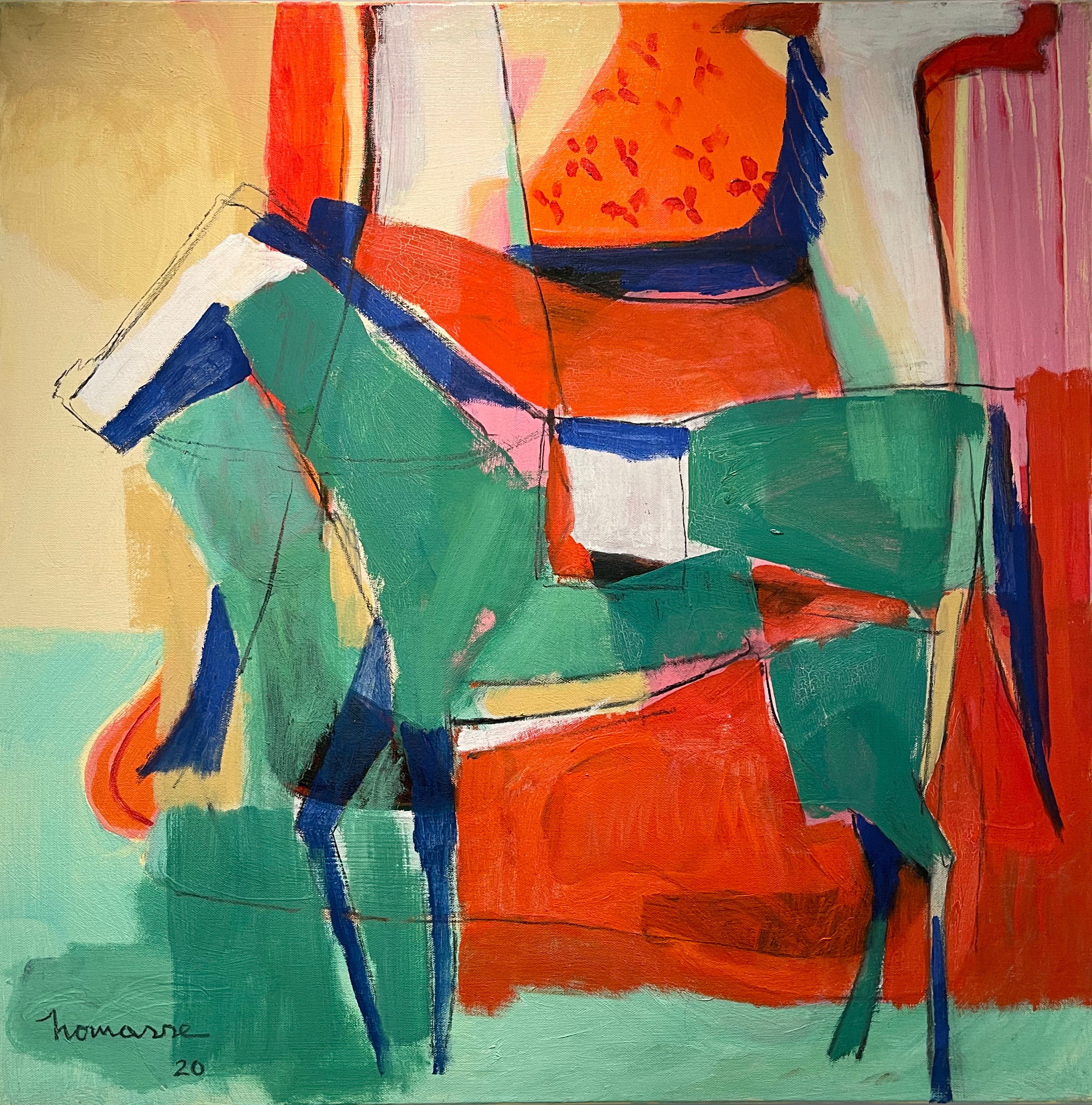 Jocelyn Thomasse - The green horse - 80 x 80 - Rs 60000